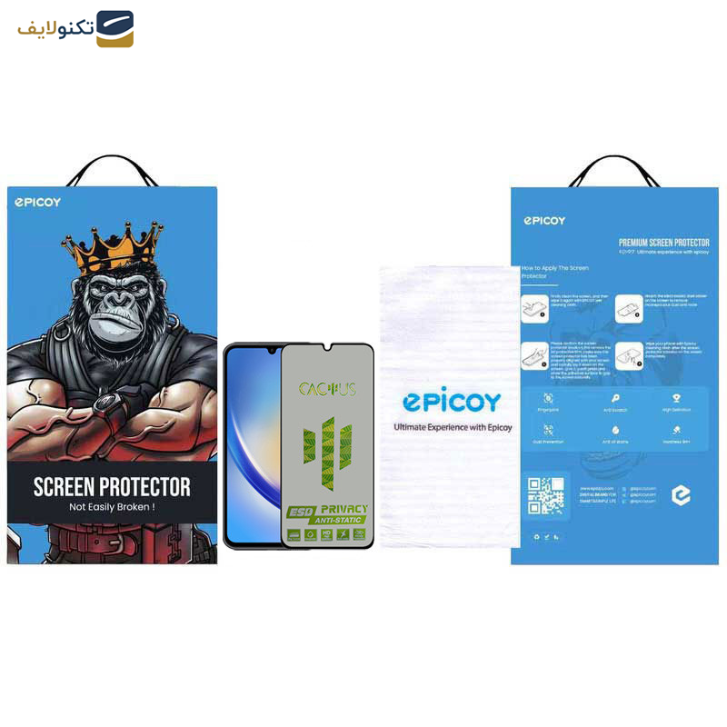 محافظ صفحه نمایش اِپیکوی مدل Cactus-ESD-Privacy مناسب برای گوشی موبایل سامسونگ Galaxy A34 5G - Epicoy Cactus-ESD-Privacy Glass Screen Protector For Samsung Galaxy A34 5G