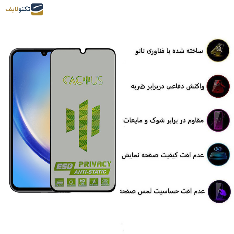 محافظ صفحه نمایش اِپیکوی مدل Cactus-ESD-Privacy مناسب برای گوشی موبایل سامسونگ Galaxy A34 5G - Epicoy Cactus-ESD-Privacy Glass Screen Protector For Samsung Galaxy A34 5G