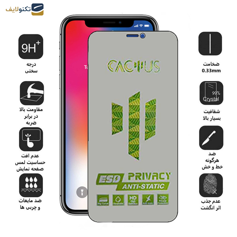 محافظ صفحه نمایش حریم شخصی اپیکوی مدل Cactus-ESD-Privacy مناسب برای گوشی موبایل اپل iPhone 11 - XR - Epicoy Cactus-ESD-Privacy Screen Protector For Apple iPhone 11 - XR