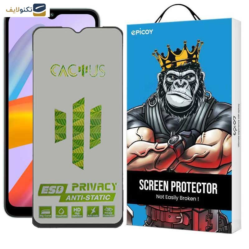 محافظ صفحه نمایش حریم شخصی اپیکوی مدل Cactus-ESD-Privacy مناسب برای گوشی موبایل شیائومی Redmi A1 Plus - A2 Plus - Epicoy Cactus-Privacy Glass Screen Protector For Xiaomi Redmi A1 Plus - A2 Plus