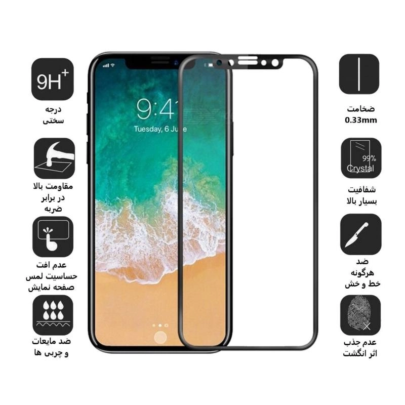 گلس گوشی اپل آیفون XS بوف 5D مدل F33 - Buff F33 Apple iPhone XS Screen Protector