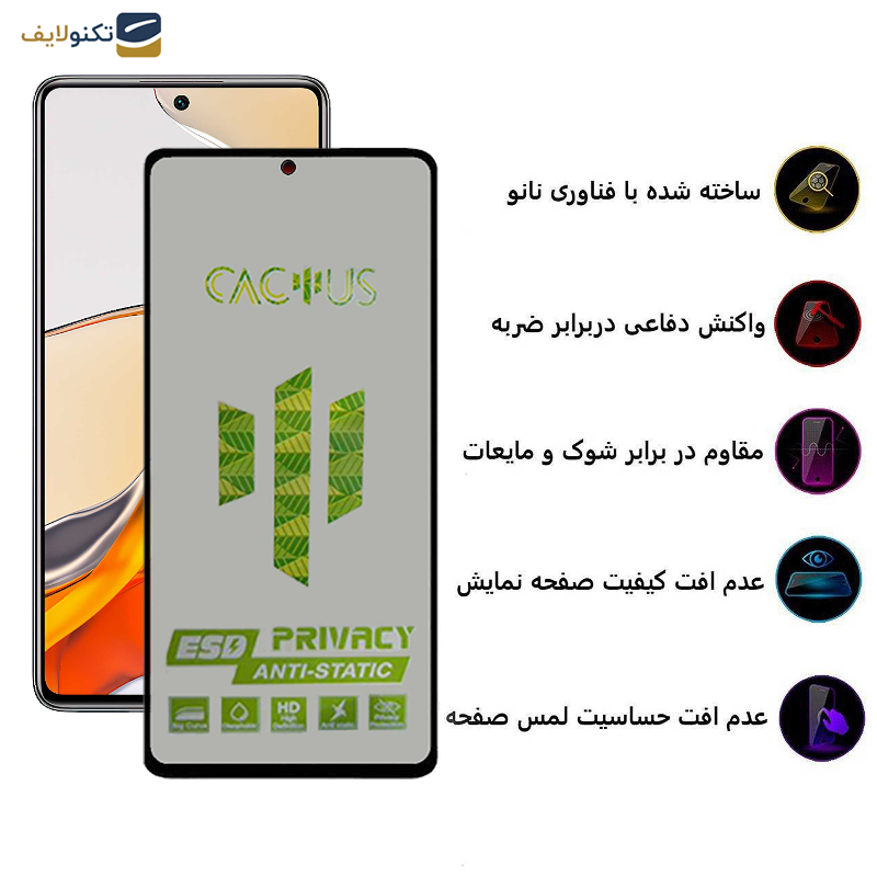 محافظ صفحه نمایش حریم شخصی اِپیکوی مدل Cactus-ESD-Privacy مناسب برای گوشی موبایل شیائومی Mi 12T Pro - Mi 12T - Mi 11T Pro - Mi 11T - Epicoy Cactus-Privacy Glass Screen Protector For Xiaomi Mi 12T Pro - Mi 12T - Mi 11T Pro - Mi 11T