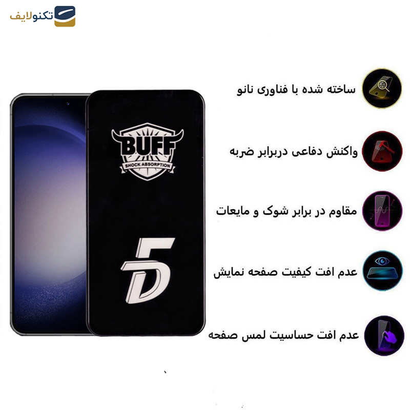 محافظ صفحه نمایش 5D بوف مدل F33-G مناسب برای گوشی موبایل سامسونگ Galaxy S23 FE-A54 - Buff 5D F33-G Glass Screen Protector For Samsung Galaxy S23 FE-A54