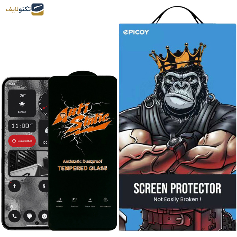 محافظ صفحه نمایش اپیکوی مدل Antistatic Dustproof مناسب برای گوشی موبایل ناتینگ Nothing Phone 2 - Epicoy Antistatic Dustproof Glass Screen Protector For Nothing Phone 2