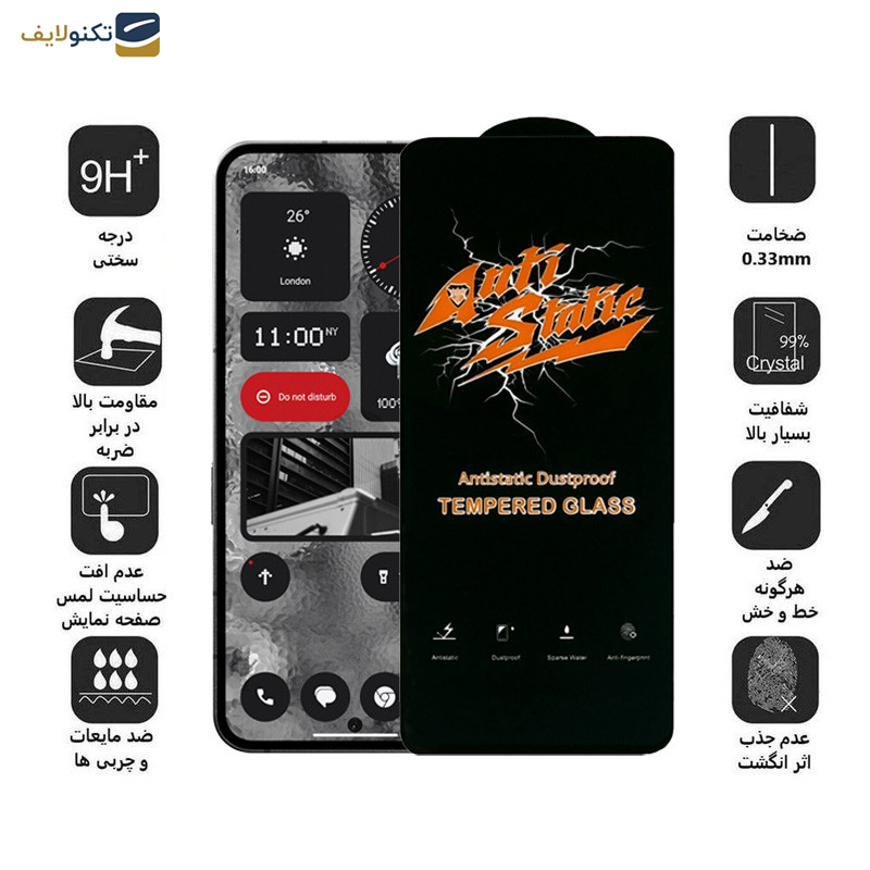 محافظ صفحه نمایش اپیکوی مدل Antistatic Dustproof مناسب برای گوشی موبایل ناتینگ Nothing Phone 2 - Epicoy Antistatic Dustproof Glass Screen Protector For Nothing Phone 2