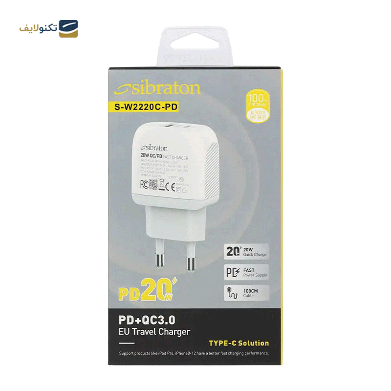 شارژر دیواری سیبراتون مدل S-W2220C-PD توان 20 وات - Sibraton S-W2220C-PD Wall Charger