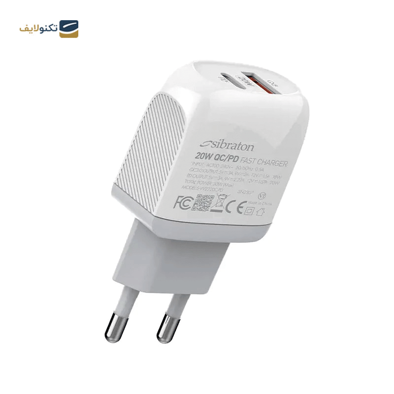 شارژر دیواری سیبراتون مدل S-W2220C-PD توان 20 وات - Sibraton S-W2220C-PD Wall Charger