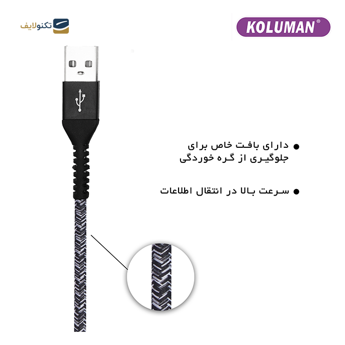  کابل تبدیل USB به MICRO USB کلومن مدل KD-42 - KOLUMAN KD-42 USB TO MICRO USB CHARGE AND SYNC DATA CABLE