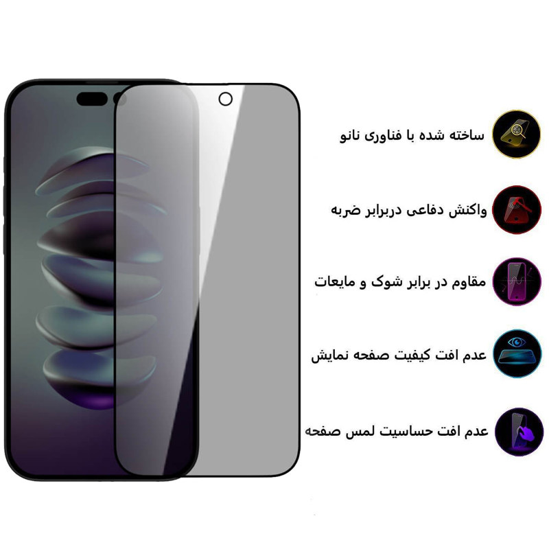 گلس گوشی اپل آیفون 14 پرو بوف حریم شخصی مدل Pry - Buff Pry iPhone 14 Pro Screen Protector