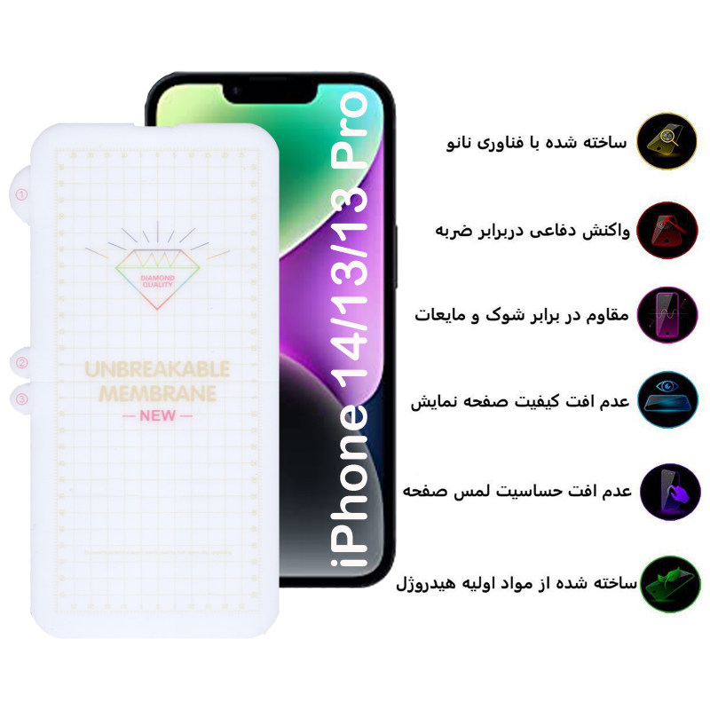 گلس گوشی اپل آیفون 13پرو/13/14 بوف مدل Hydrogel - Buff Hydrogel iPhone 14/13/13 Pro Screen Protector