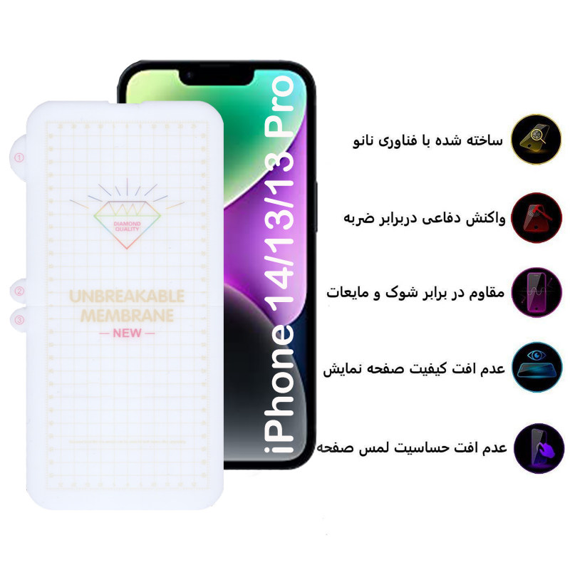 گلس گوشی اپل آیفون 13پرو/13/14 بوف مدل Hydrogel - Buff Hydrogel iPhone 14/13/13 Pro Screen Protector