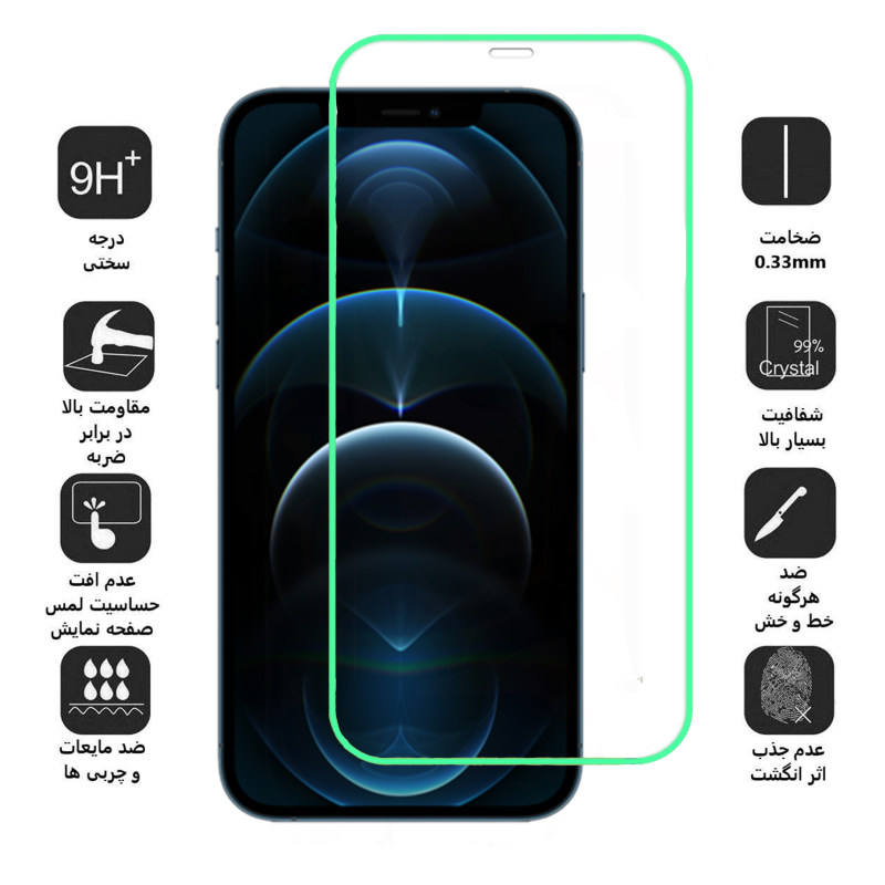 گلس گوشی اپل آیفون 12 پرومکس بوف مدل Neon - Buff Neon iPhone 12 Pro Max Screen Protector