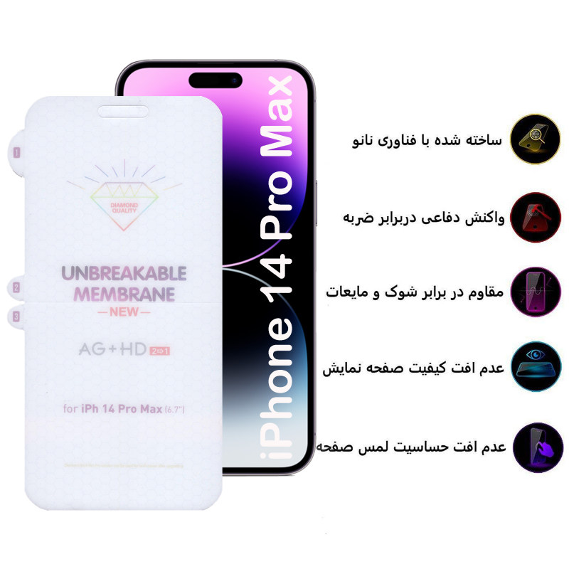 گلس گوشی اپل آیفون 14 پرومکس بوف مدل Hydrogel-Double - Buff Hydrogel-Double iPhone 14 Pro Max Screen Protector