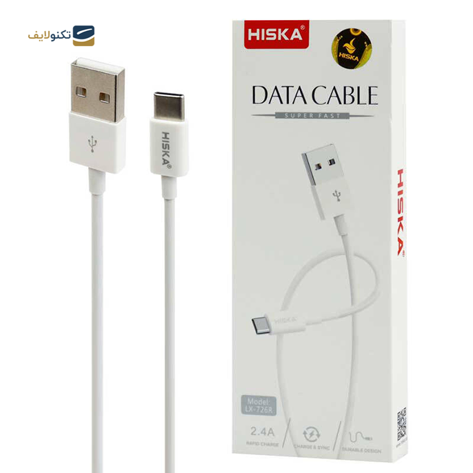 کابل تایپ سی هیسکا مدل LX-726 طول 1 متر - Hiska LX-726R 2.4A Type-C 1m cable