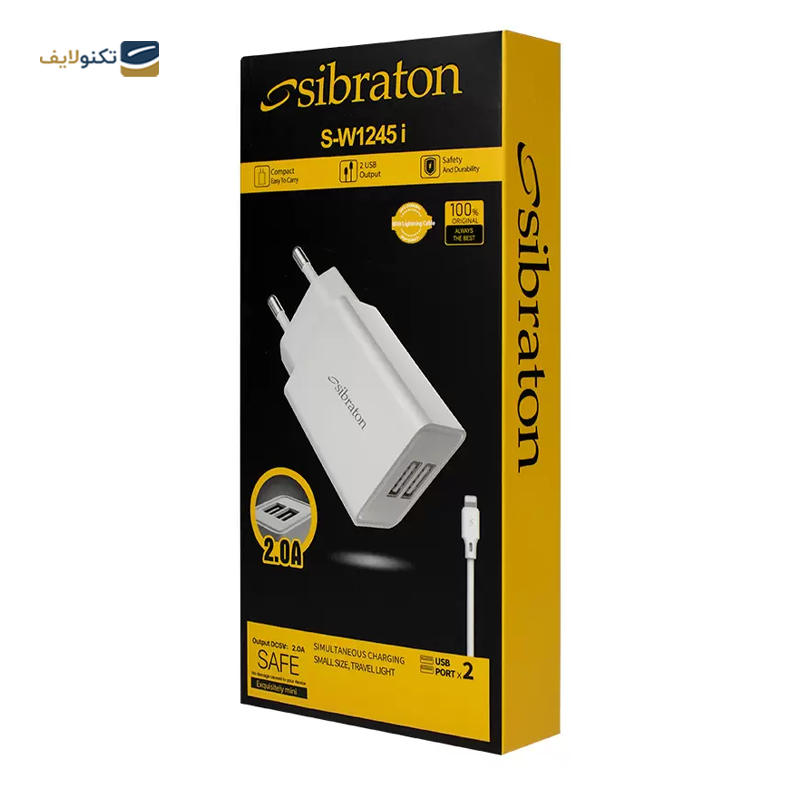 شارژر دیواری سیبراتون مدل S-W1245i توان 10 وات به همراه کابل لایتنینگ - Sibraton S-W1245i Wall Charger