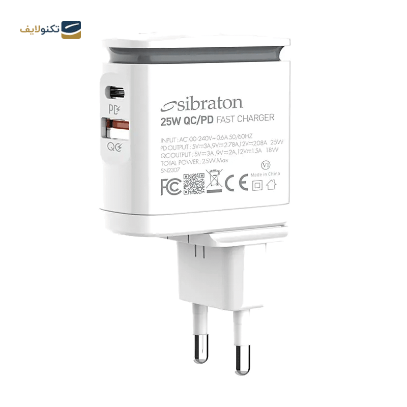 شارژر دیواری سیبراتون مدل S-W2225i-PD توان 25 وات - Sibraton S-W2225i-PD Wall Charger