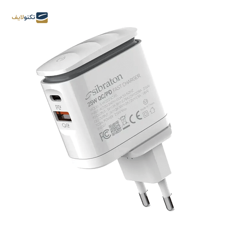 شارژر دیواری سیبراتون مدل S-W2225C-PD توان 25 وات - Sibraton S-W2225C-PD Wall Charger