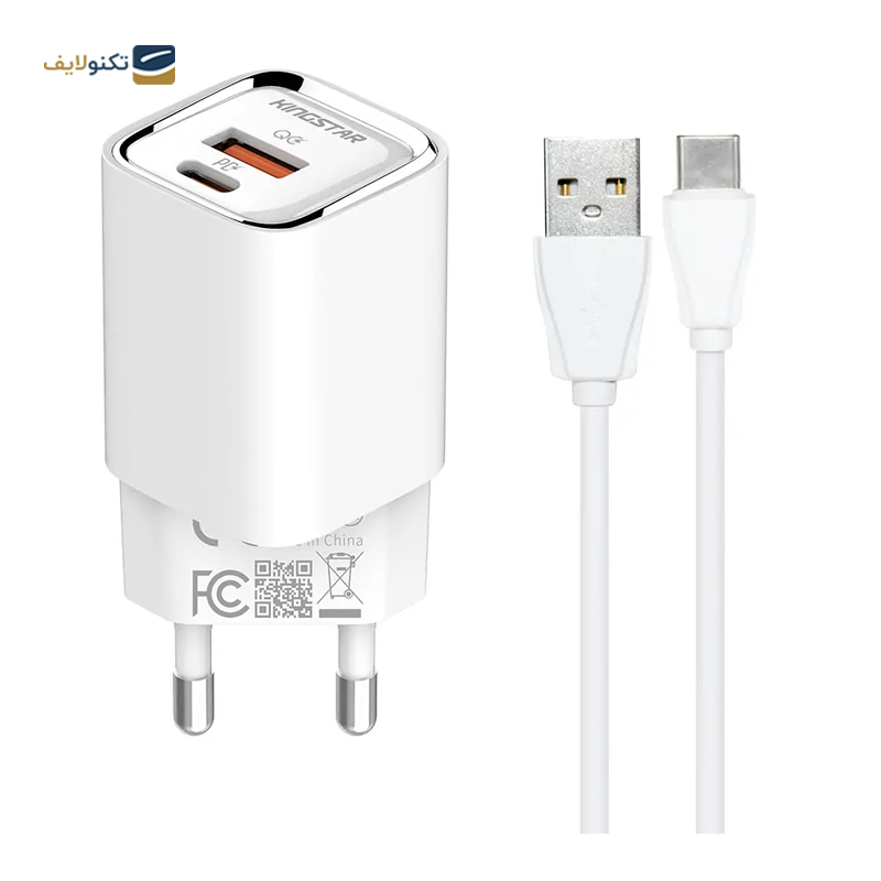 شارژر دیواری کینگ استار مدل KW180PD توان 30 وات به همراه کابل تایپ سی - KingStar KW180PD Wall Charger