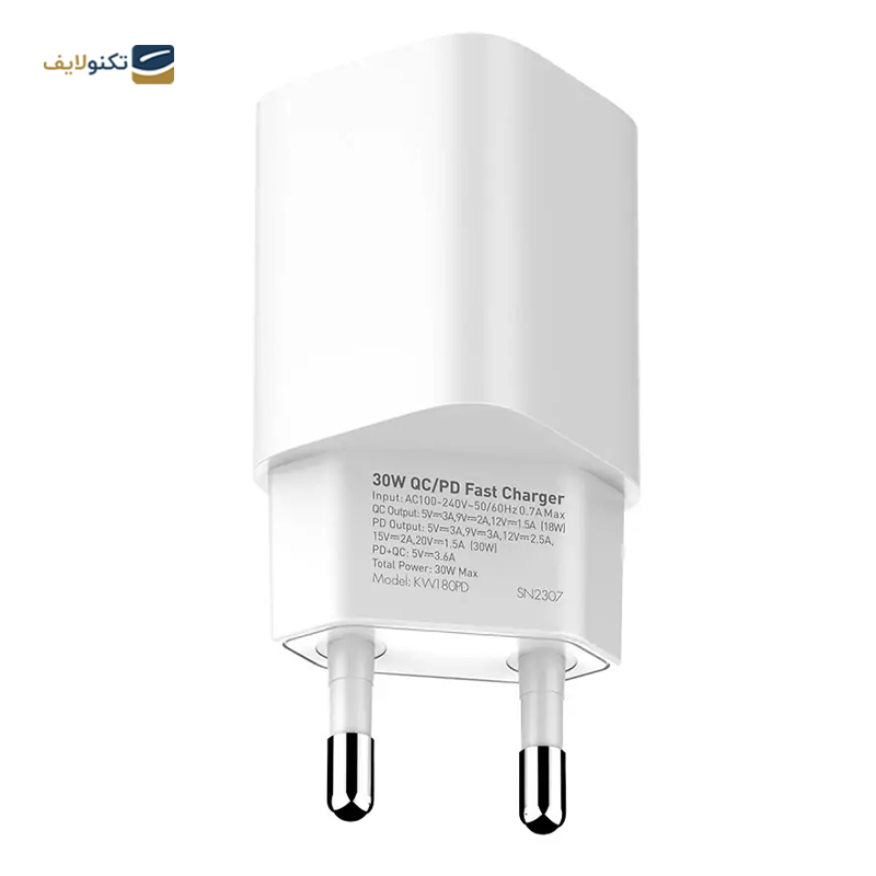 شارژر دیواری کینگ استار مدل KW180PD توان 30 وات به همراه کابل تایپ سی - KingStar KW180PD Wall Charger