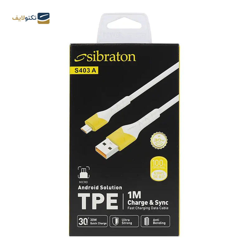 کابل میکرو یو اس بی سیبراتون مدل S403 A طول 1 متر - Sibraton S403 A MicroUSB to USB Cable 1m