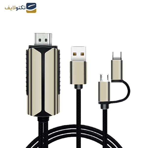 کابل تبدیل HDMI به تایپ سی و میکرو یو اس بی کوتتسی مدل 33023 طول 2 متر - Coteetci 33023 HDMI to Type-c & micro USB converter 2.0m
