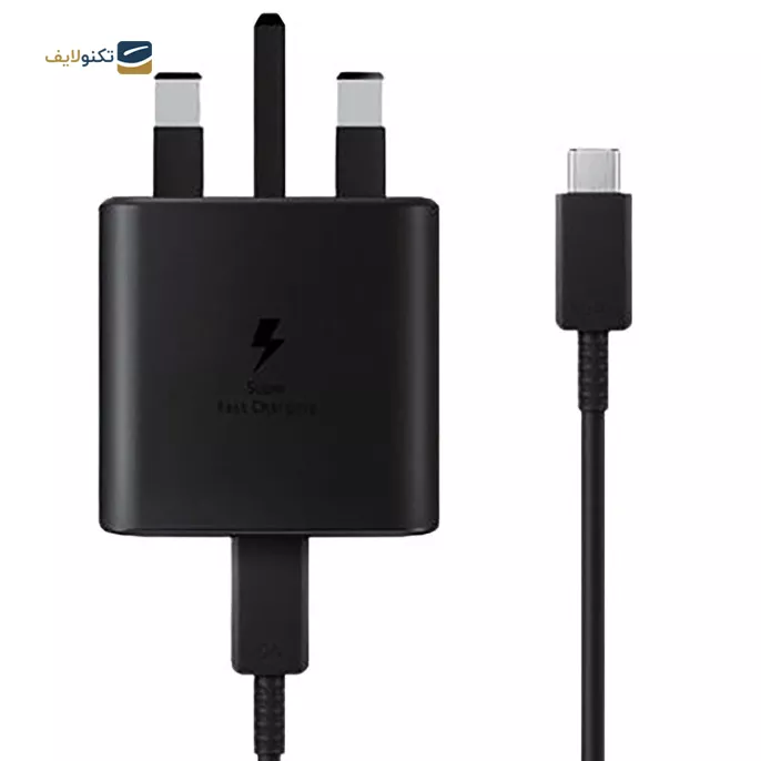 شارژر دیواری سامسونگ 45 وات مدل EP-TA845 سه شاخه اروپا به همراه کابل دو سر تایپ سی و تبدیل 3 به 2 هادرون مدل A10-1 چراغدار - ویتنام - Samsung EP-TA845 45W Charger with Hadron Adapter Plug