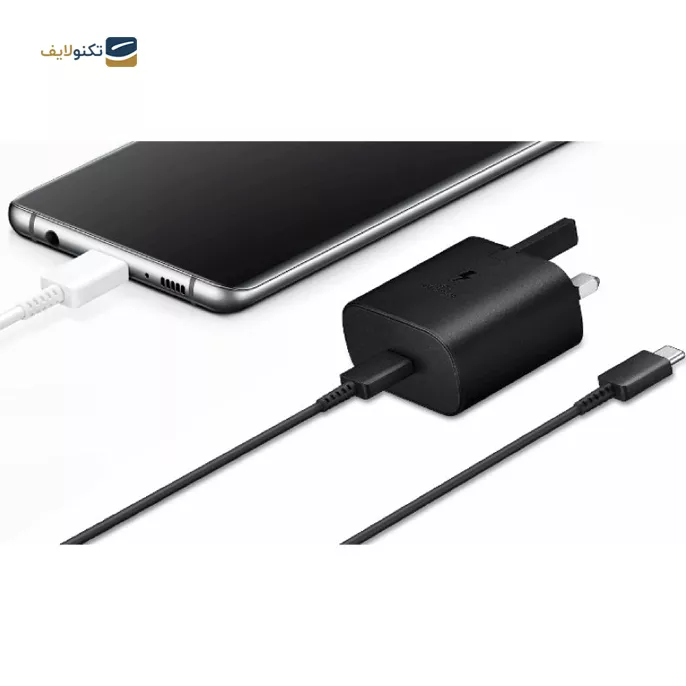 شارژر دیواری سامسونگ 45 وات مدل EP-TA845 سه شاخه اروپا به همراه کابل دو سر تایپ سی و تبدیل 3 به 2 هادرون مدل A10-1 چراغدار - ویتنام - Samsung EP-TA845 45W Charger with Hadron Adapter Plug