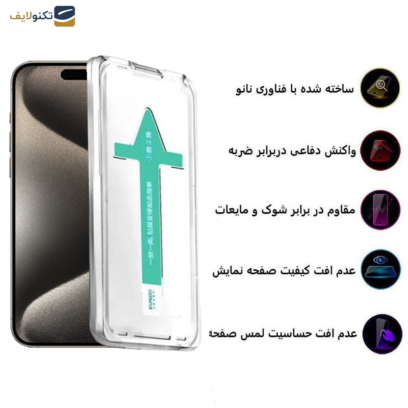 گلس گوشی اپل iPhone 15 Pro Max اپیکوی مدل Xundd Axe Easy install  - Epicoy Xundd Axe Easy instal Glass Screen Protector For Apple iPhone 15 Pro Max