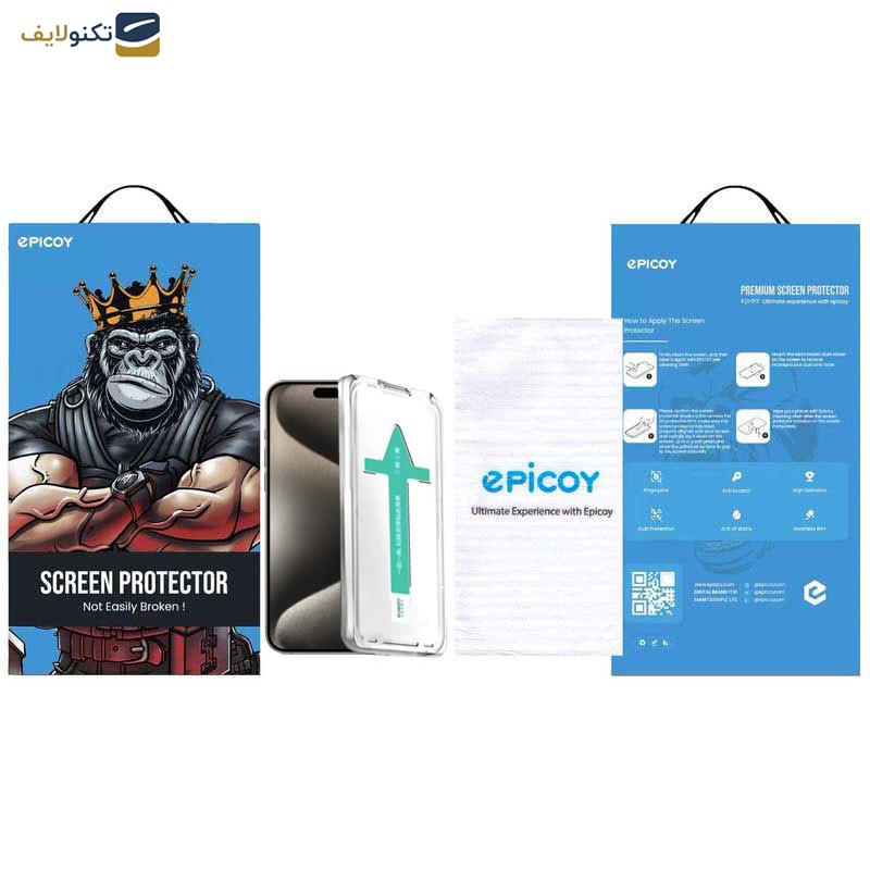 گلس گوشی اپل iPhone 15 Pro Max اپیکوی مدل Xundd Axe Easy install  - Epicoy Xundd Axe Easy instal Glass Screen Protector For Apple iPhone 15 Pro Max