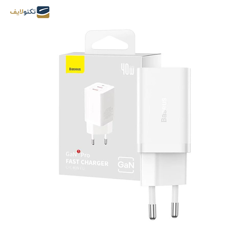 شارژر دیواری باسئوس مدل CCGP180102 GaN5 توان 40 وات - Baseus CCGP180102 GaN5 40W Wall Charger