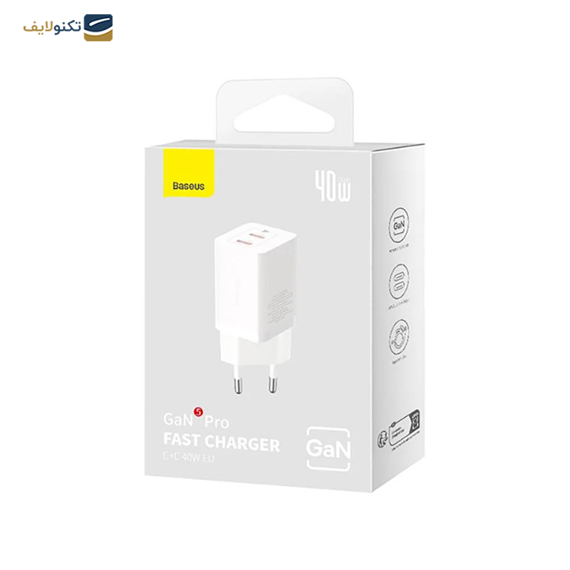 شارژر دیواری باسئوس مدل CCGP180102 GaN5 توان 40 وات - Baseus CCGP180102 GaN5 40W Wall Charger