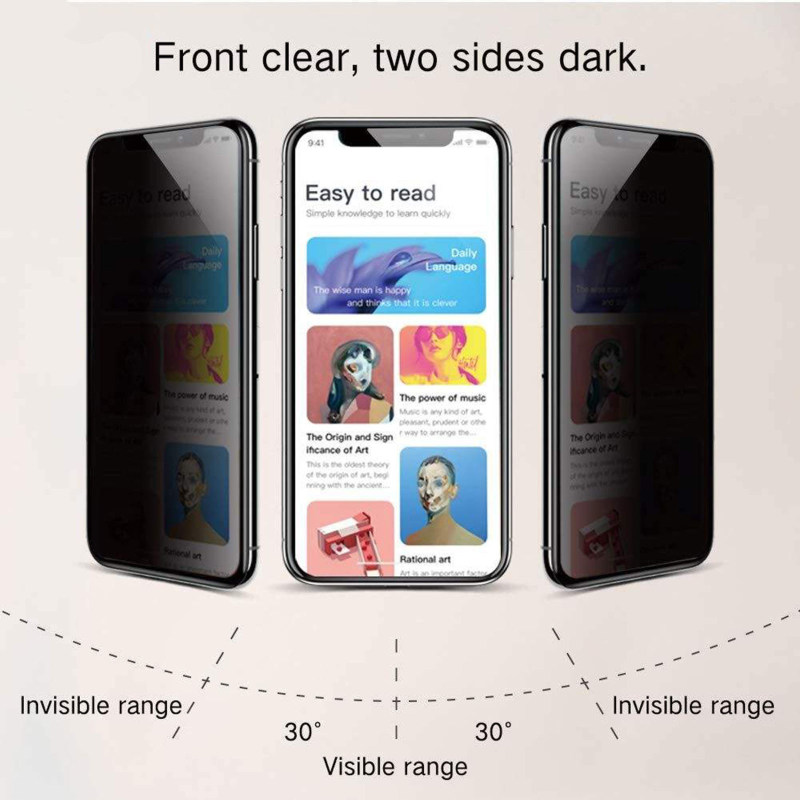 گلس گوشی اپل آیفون 12 پرو مکس بوف حریم شخصی مدل Pr33 - Buff Pr33 Iphone 12 Pro Max Screen Protector