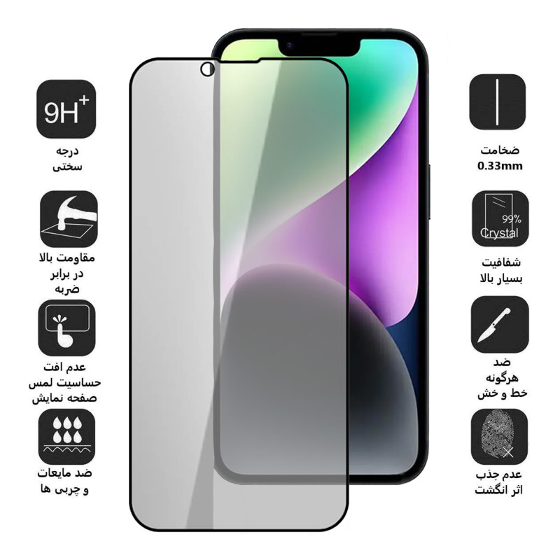 گلس گوشی اپل iPhone 14 بوف حریم شخصی مدل Privacy-G - Buff Privacy-G Iphone 14 Screen Protector