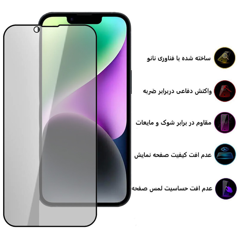 گلس گوشی اپل iPhone 14 بوف حریم شخصی مدل Privacy-G - Buff Privacy-G Iphone 14 Screen Protector