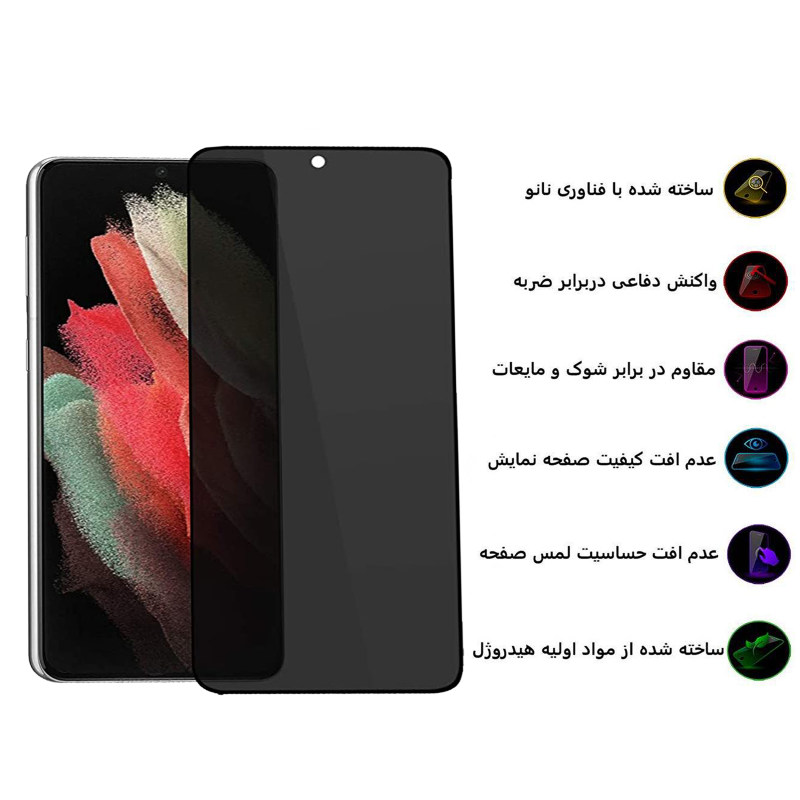 گلس گوشی سامسونگ Galaxy S21 Ultra بوف حریم شخصی مدل Sp03 به همراه بیمه شکستگی - Buff Sp03 Galaxy S21 Ultra Privacy Screen Protector