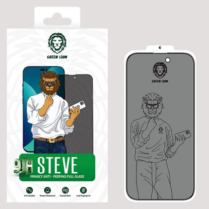 گلس گوشی اپل iPhone 13 pro max /14 Plus گرین حریم شخصی مدل Steve Privacy - Green Lion iPhone 13 pro max /14 Plus Privacy Steve Privacy
