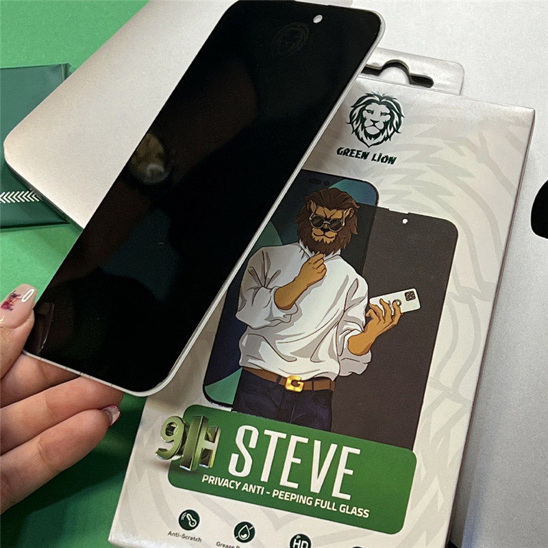 گلس گوشی اپل iPhone 13 pro max /14 Plus گرین حریم شخصی مدل Steve Privacy - Green Lion iPhone 13 pro max /14 Plus Privacy Steve Privacy