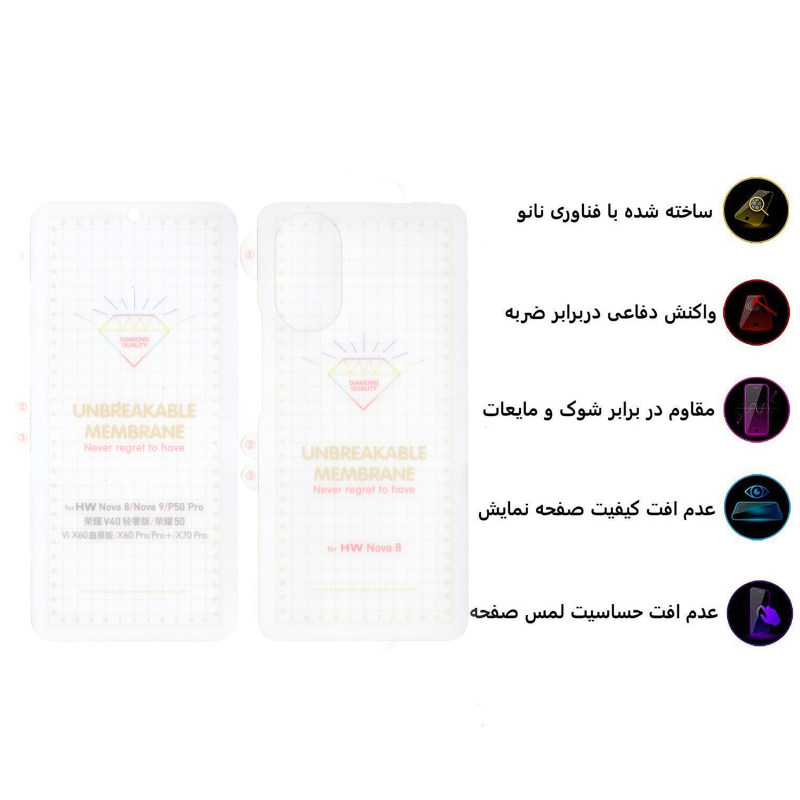 محافظ صفحه نمایش و پشت گوشی هوآوی Nova 8 بوف مدل Hg15 - buff Huawei Nova 8 Hg15 Back and Screen Protector