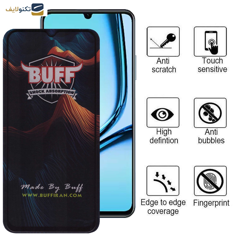 محافظ صفحه نمایش گوشی ریلمی Note 50 - C53 (India) - C53 - C51 - Narzo N53 بوف مدل Mountain-G - Buff Mountain-G Glass Screen Protector For Realme Note 50 - C53 India - C53 - C51 - Narzo N53