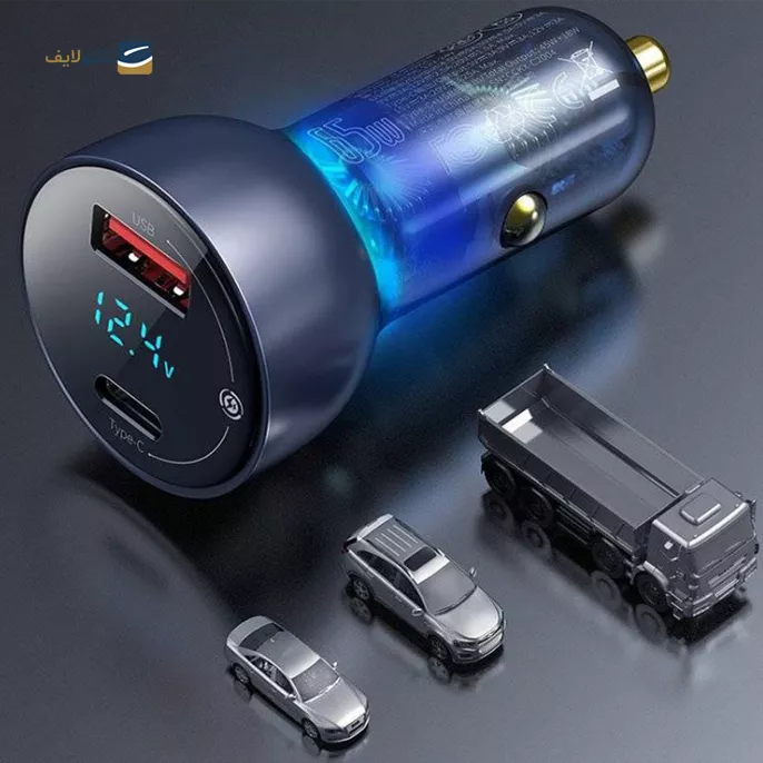 شارژر فندکی باسئوس مدل CCKX توان 65 وات - Baseus Digital Display Charger Car Charger 65W CCKX