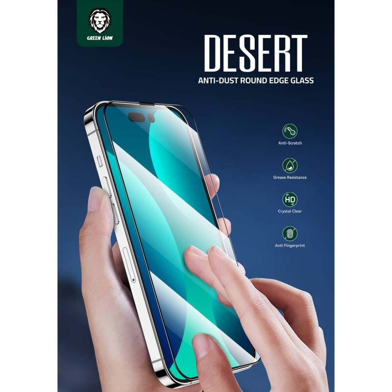 گلس گوشی اپل iPhone 14 گرین مدل 3D Desert - Green Lion 3D Desert iPhone 14 Screen protector