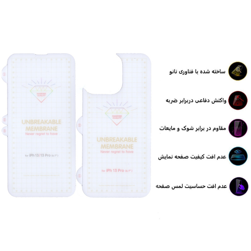 محافظ صفحه نمایش و پشت گوشی اپل Iphone 13 Pro بوف مدل Hg01 - Buff Hg01 Iphone 13 Pro back and screen protector