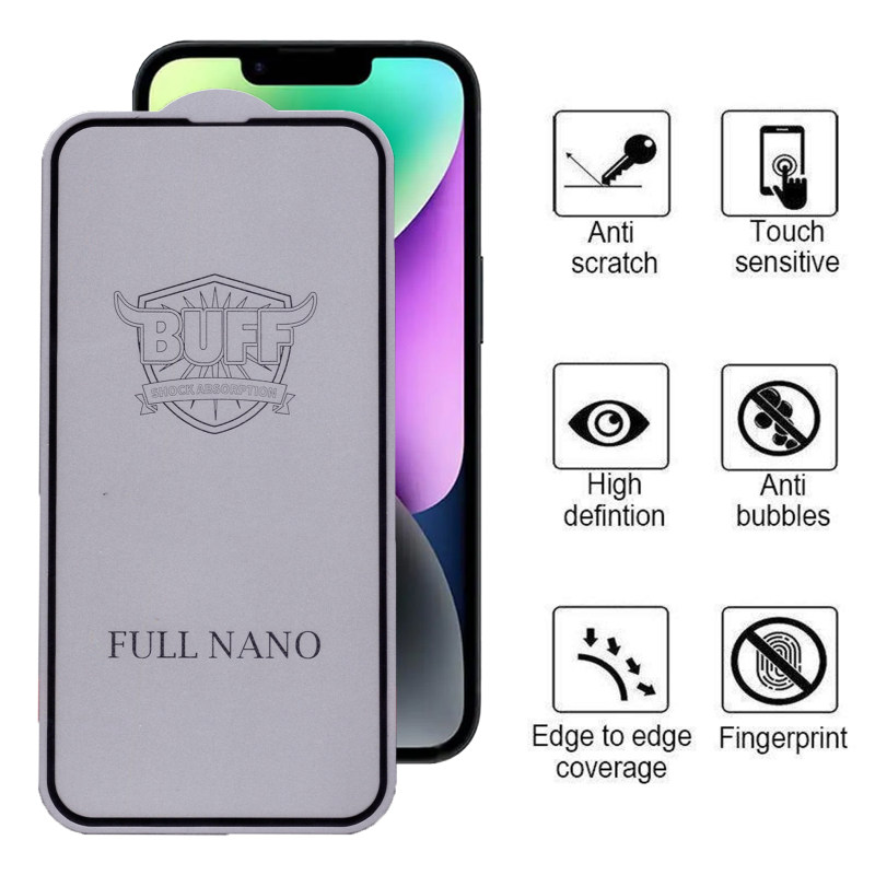 گلس گوشی اپل iPhone 14 بوف مدل Full Nano-G - Buff Full Nano-G Screen Protector For Iphone 14