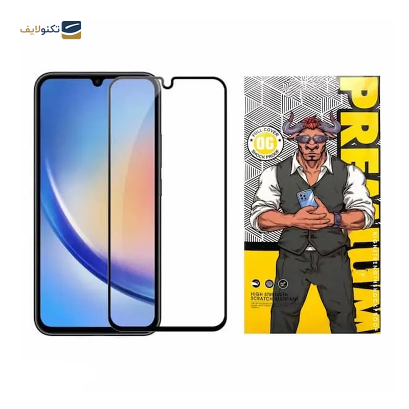 گلس گوشی سامسونگ Galaxy A34 اوجی مدل شیشه ای فول چسب 9H - 