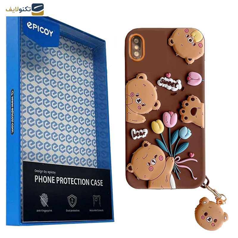 کاور گوشی اپل iPhone X- XS اپیکوی مدل Chubby Bear به همراه آویز - Epicoy Chubby Bear Cover For Apple iPhone X- XS With Hanging
