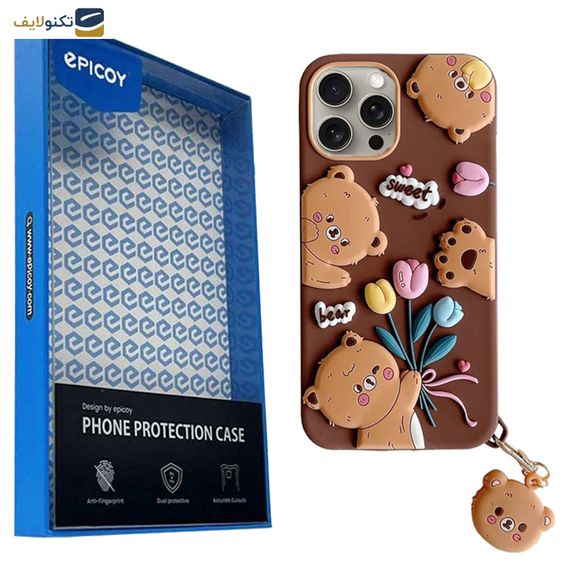 کاور گوشی اپل iPhone 15 Pro Max اپیکوی مدل Chubby Bear به همراه آویز - Epicoy Chubby Bear Cover For Apple iPhone 15 Pro max With Hanging