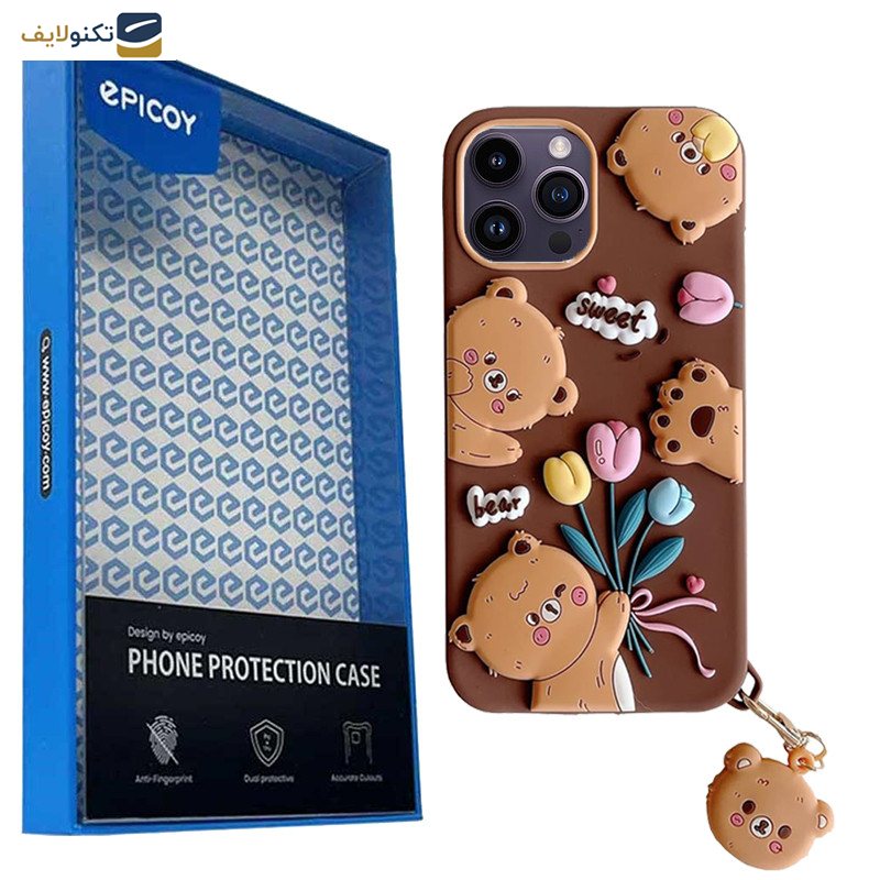 کاور گوشی اپل iPhone 14 Pro اپیکوی مدل Chubby Bear به همراه آویز - Epicoy Chubby Bear Cover For Apple iPhone 14 Pro With Hanging