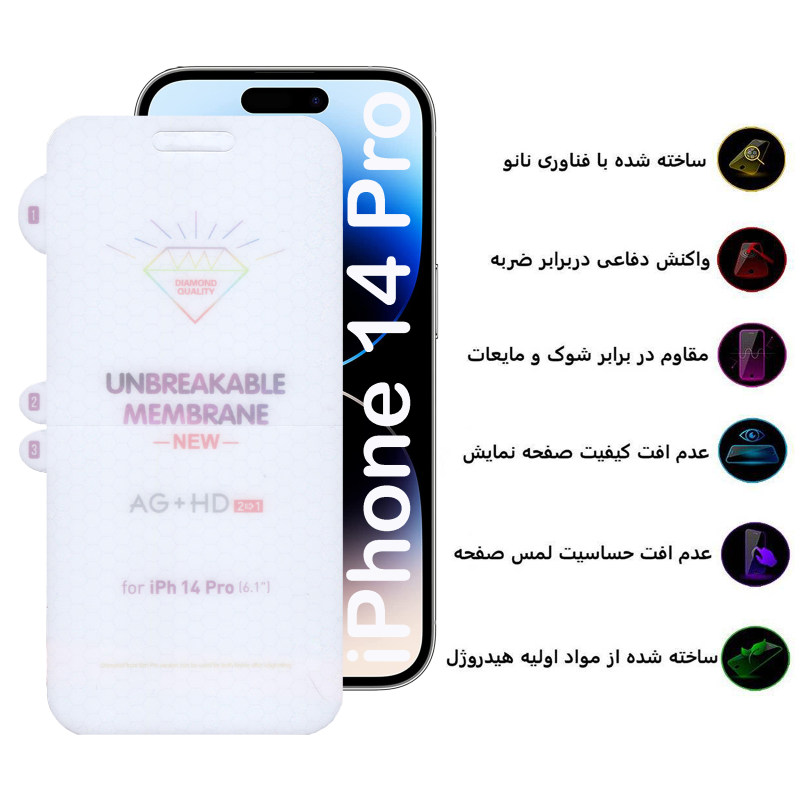 گلس گوشی اپل iPhone 14 Pro بوف مدل Hydrogel-Double-G - Buff Hydrogel-Double-G iPhone 14 Pro screen protector