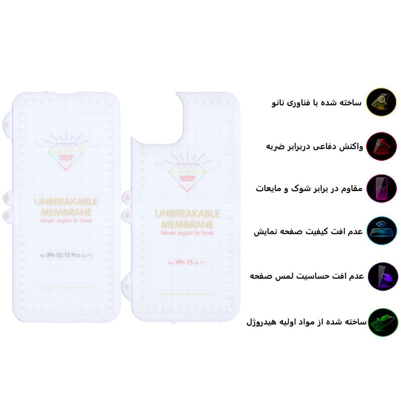 محافظ صفحه نمایش و پشت گوشی اپل Iphone 13 بوف مدل Hg01 - Buff Hg01 Iphone 13 back and Screen Protector