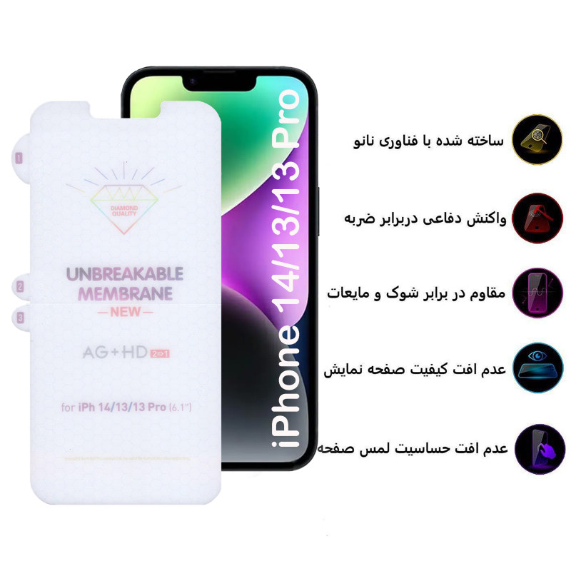 گلس گوشی اپل iPhone 14 / 13 / 13 Pro بوف مدل Hydrogel-Double-G - Buff Hydrogel-Double-G iPhone 14 / 13 / 13 Pro screen protector